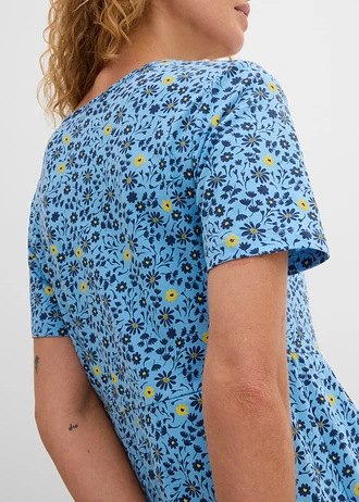 Midi jurk van katoen-jersey • babyblauw-tulpengeel gebloemd • bonprix online shop