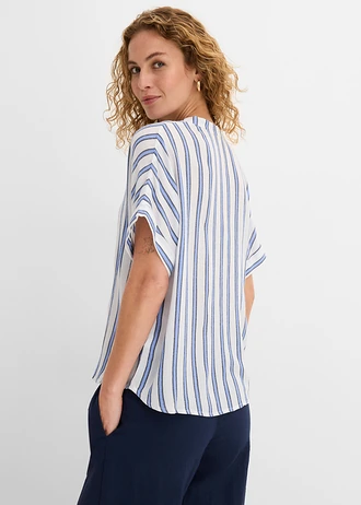 Crinkle blouse van soepele viscose • blauw gestreept • bonprix online shop
