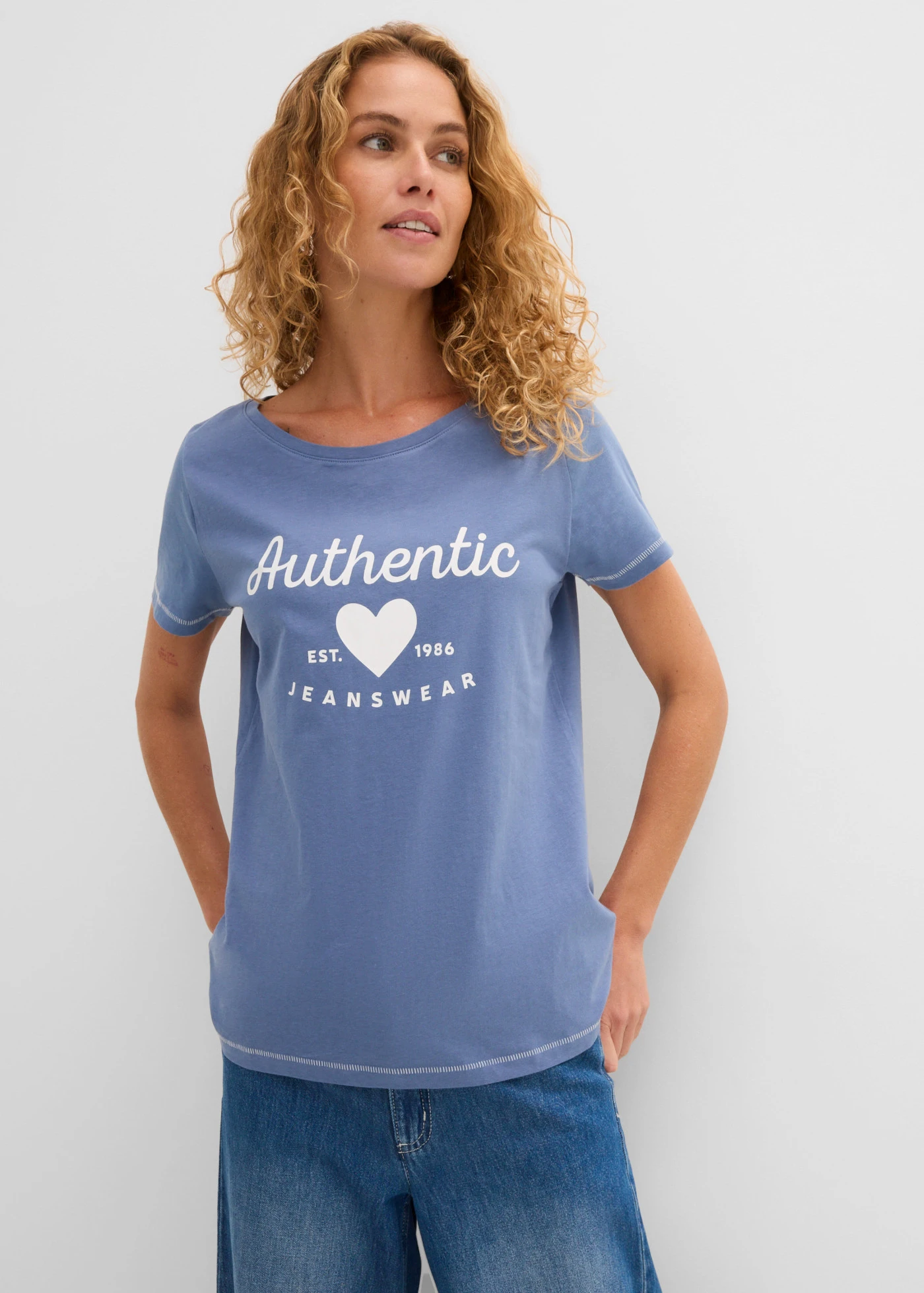 T-shirt • jeansblauw met print • bonprix online shop