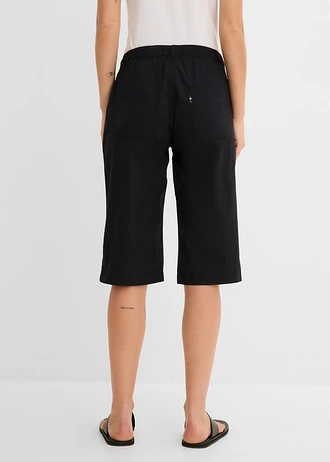 Lange bermuda met elastische taille, Kleur: zwart