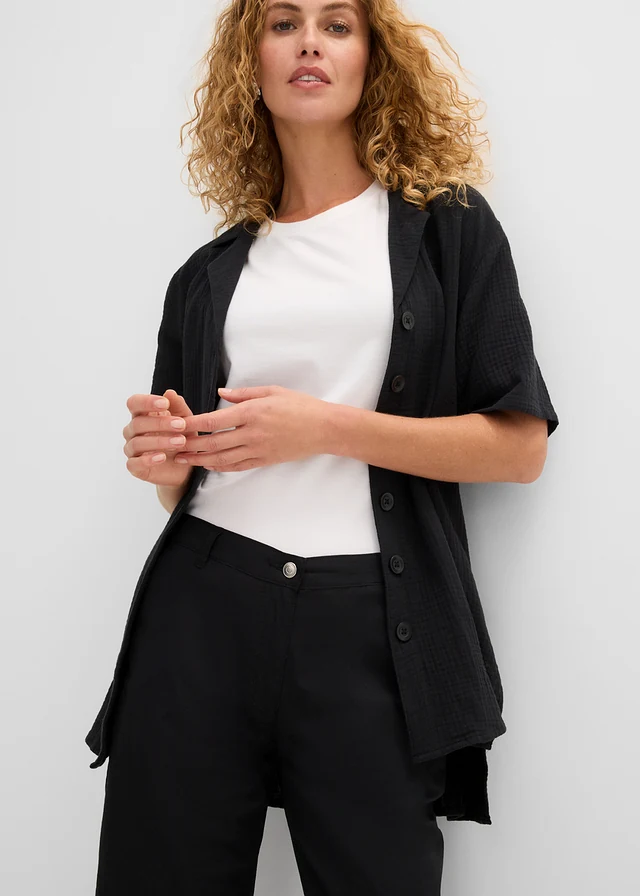 Lange bermuda met elastische taille • zwart • product-page.page-title-suffix