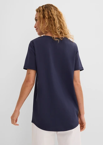 Katoenen T-shirt met maritieme print, Kleur: donkerblauw met print