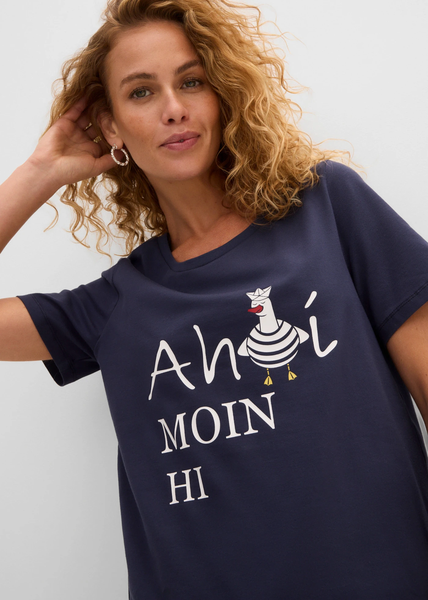 Katoenen T-shirt met maritieme print • donkerblauw met print • bonprix online shop