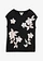 Tricou cu imprimeu floral, culoare: negru/alb/argintiu floral