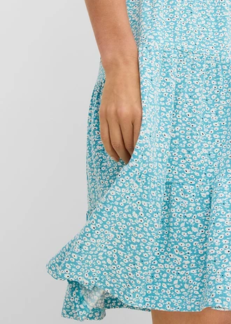 Žerzejové šaty z viskózové směsi • tyrkysovomodrá s květy • bonprix obchod