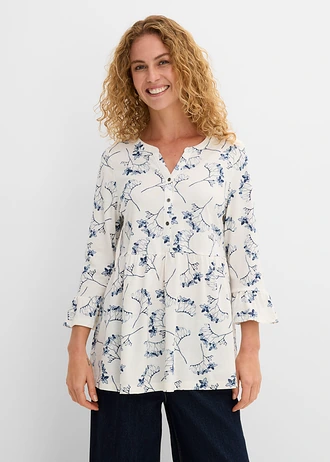 Tunique manches 3/4, Couleur: blanc cassé floral