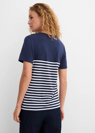 T-shirt, Kleur: donkerblauw gestreept