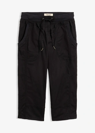 Pantalon corsaire avec lien à nouer • noir • Boutique bonprix