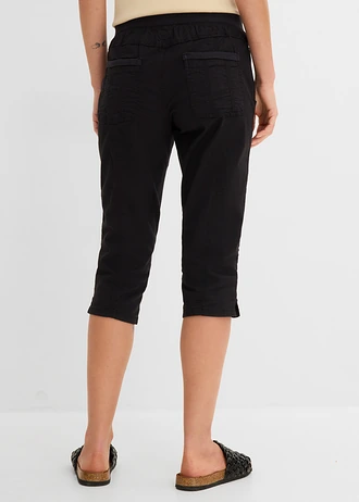 Pantalon corsaire avec lien à nouer • noir • Boutique bonprix