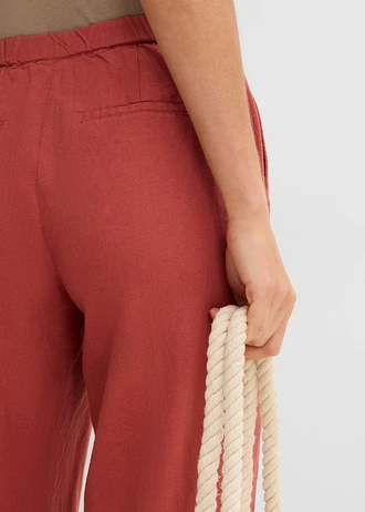 Lange palazzo broek met linnen • marsala • bonprix online shop