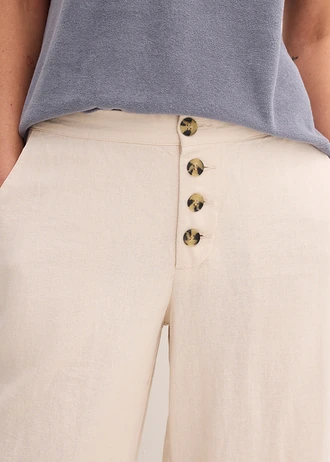 Lange palazzo broek met linnen • sandbeige • bonprix online shop