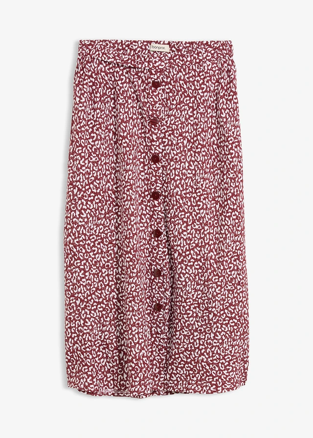 Viskózová sukně s kapsami • tmavě bobulovo-bílá s leopardím potiskem • bonprix obchod