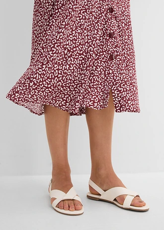 Viscose midi rok met zakken • donkerbessen/wit • bonprix online shop