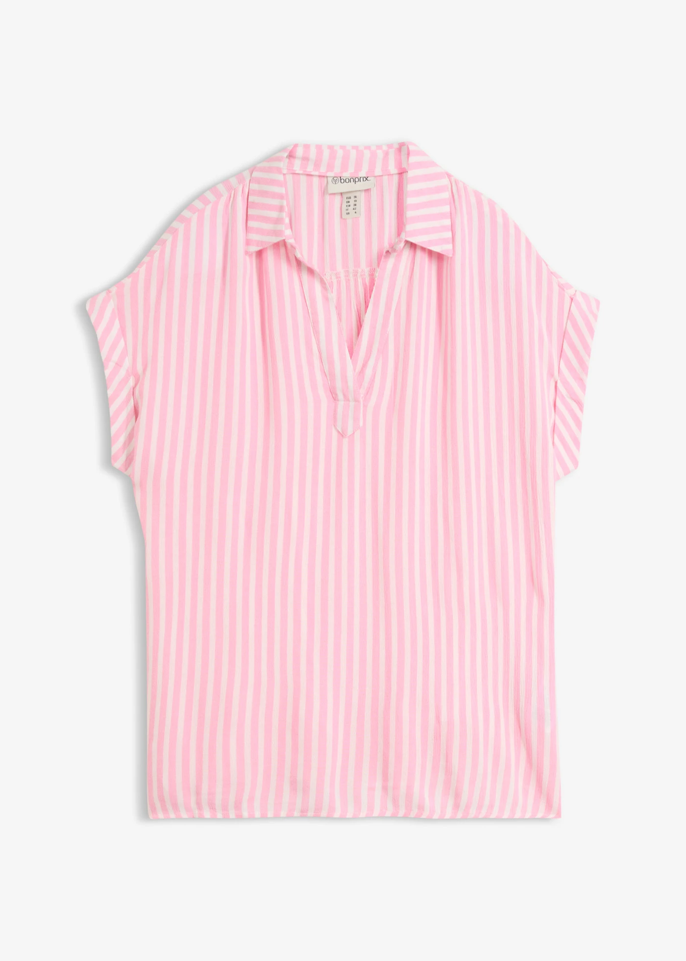 Blouse van soepele viscose, korte mouw • roze-wit gestreept • bonprix online shop