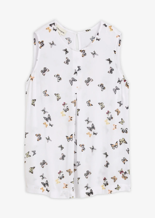 Blousetop • wit gedessineerd • bonprix online shop