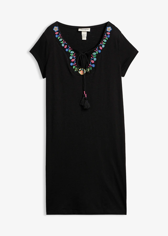 Robe en jersey coton flammé • noir floral • Boutique bonprix