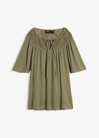 Lange crinkle tuniek, halflange mouw