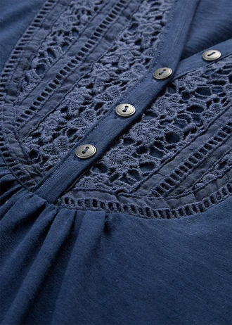 Katoenen shirt van slub garen, korte mouw • donkerblauw • bonprix online shop