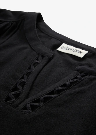 T-shirt à encolure originale • noir • Boutique bonprix