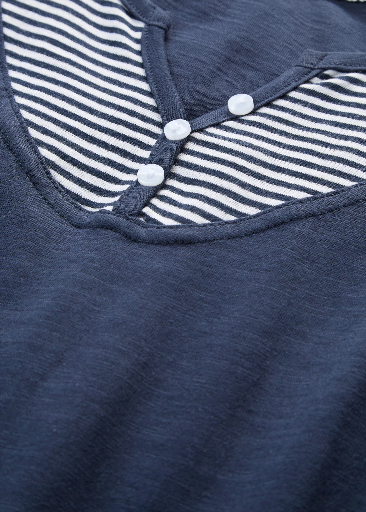 2-in-1 shirt van biologisch katoen, korte mouw • donkerblauw gestreept • bonprix online shop