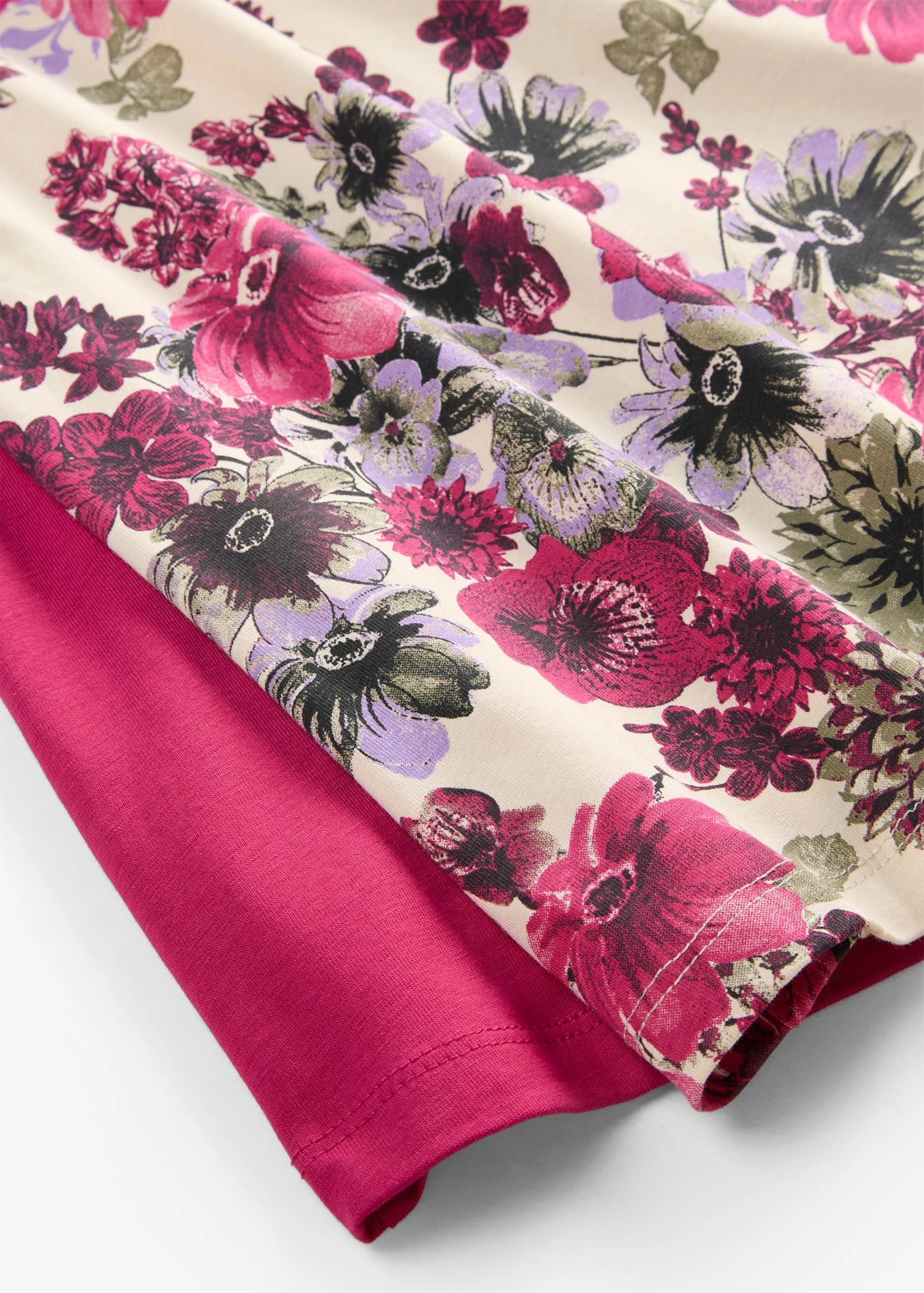 Bluze (2buc./pac.) • roșu-mov uni + bej-prund floral, roșu-mov uni + bej-prund floral • magazin bonprix