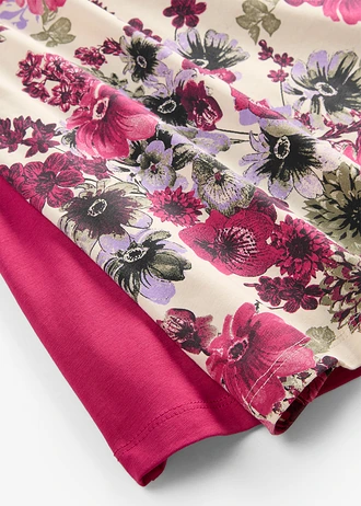 Tričko (2 ks v balení) • bobulově červená + oblázkově béžová s květy • bonprix obchod