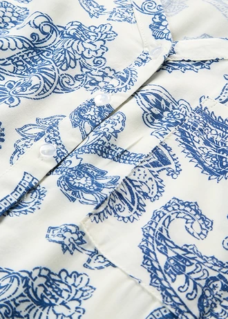 Blouse, korte mouw • wolwit-indigo paisley • bonprix online shop