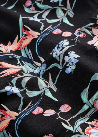 Knielange jersey jurk in A-lijn • zwart gebloemd • bonprix online shop