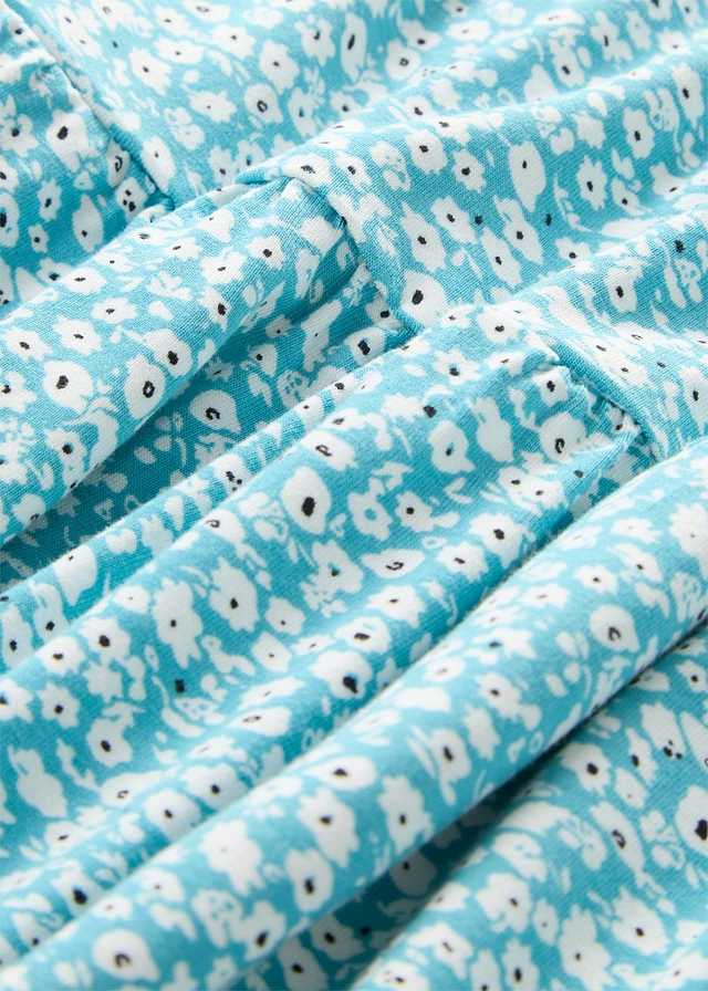 Jersey jurk van viscosemix • turkoois gebloemd • product-page.page-title-suffix