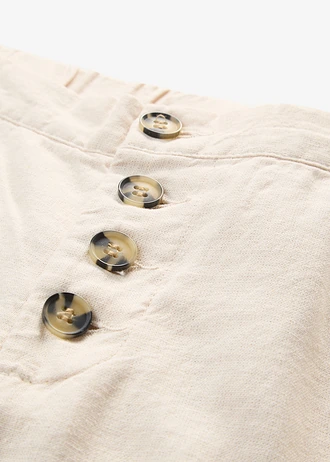 Pantalon palazzo en lin mélangé, long, Couleur: beige sable