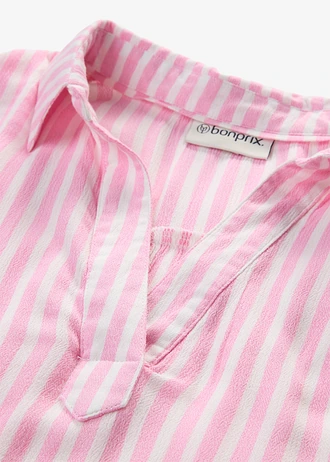 Halenka s krátkým rukávem, ze splývavé viskózy • růžová-bílá s proužky • bonprix obchod