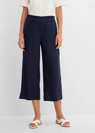 Culotte met linnen, tot op de kuit • donkerblauw • bonprix online shop