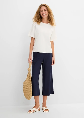 Culotte met linnen, tot op de kuit • donkerblauw • bonprix online shop