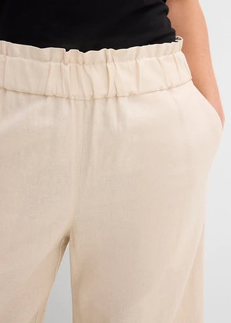 Kalhoty Culotte z lehké směsi se lnem, délka po lýtka • šedobéžová • bonprix obchod