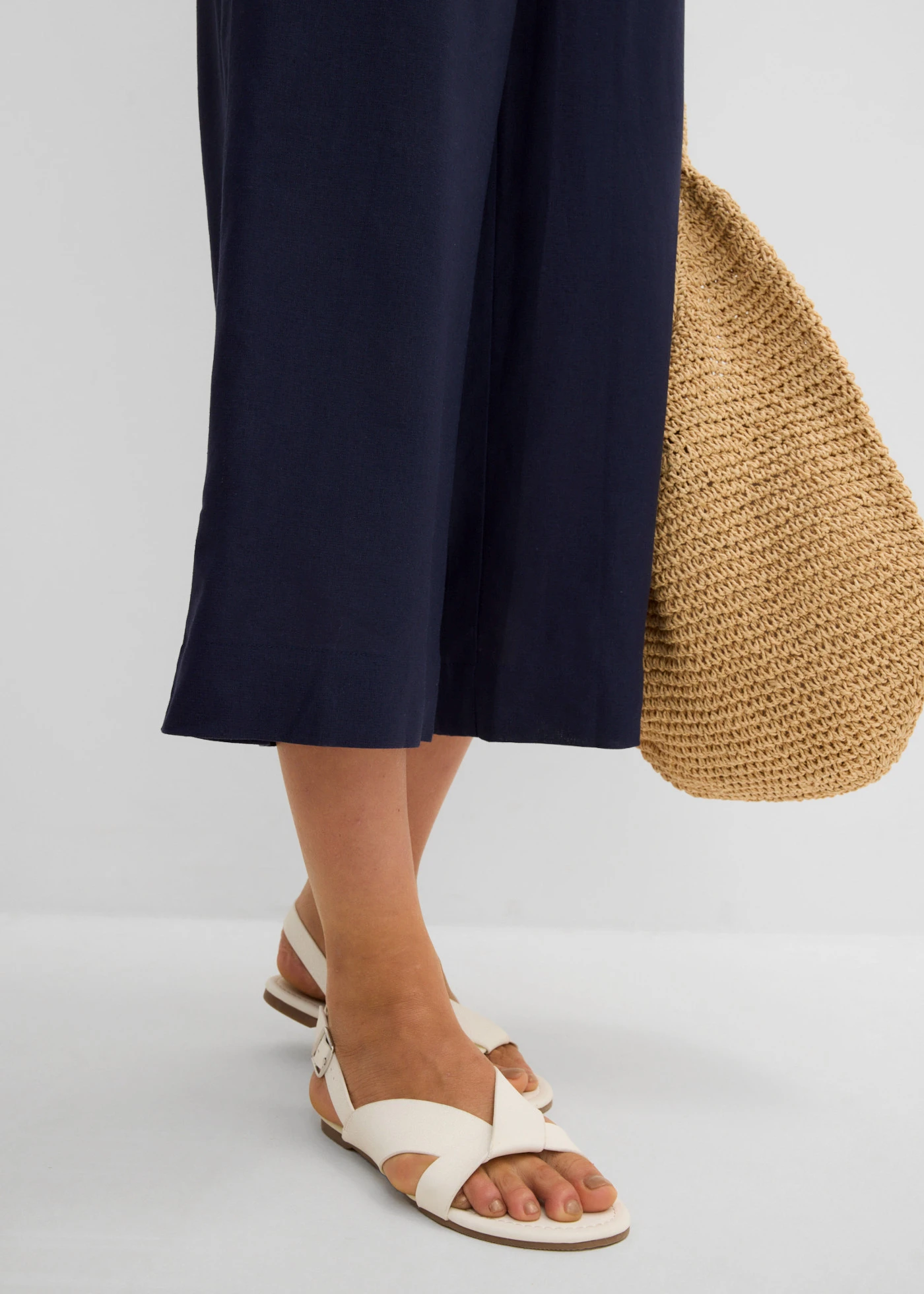 Culotte met linnen, tot op de kuit • donkerblauw • bonprix online shop