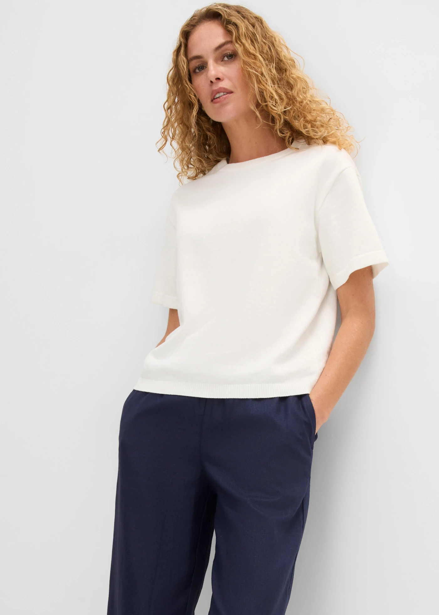 Culotte met linnen, tot op de kuit • donkerblauw • bonprix online shop