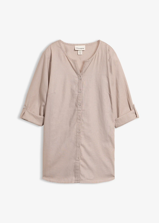 Blouse met linnen, 3/4 mouw • natuursteen • bonprix online shop