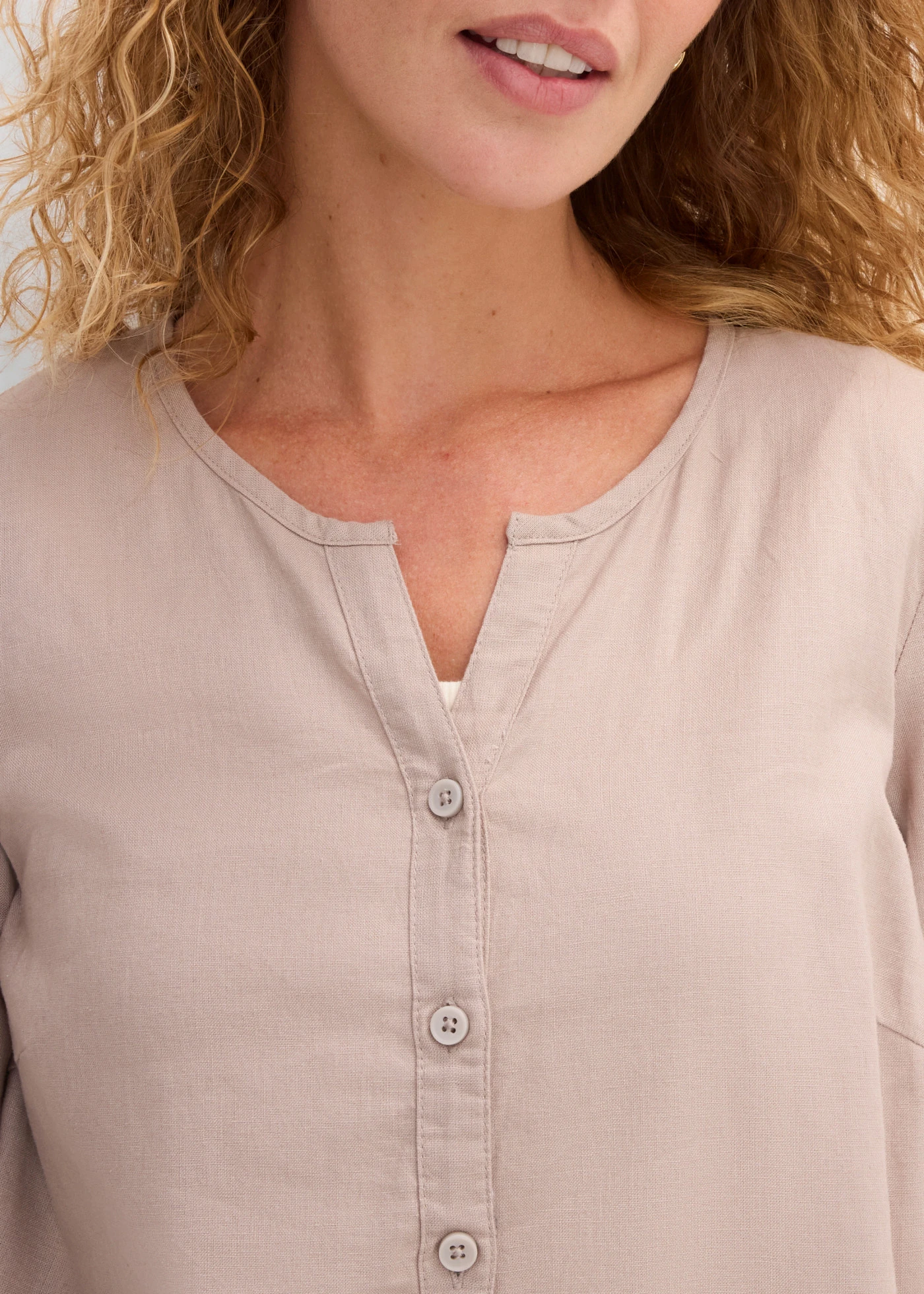 Blouse met linnen, 3/4 mouw • natuursteen • bonprix online shop