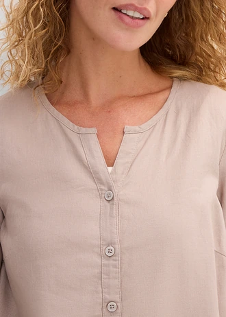 Blouse met linnen, 3/4 mouw • natuursteen • bonprix online shop