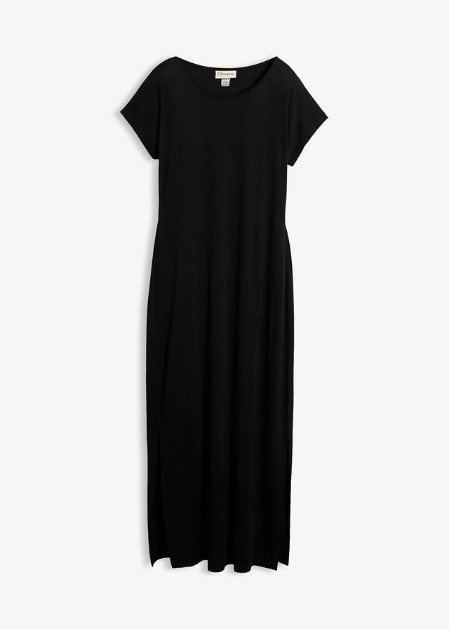 Jersey jurk van een soepele viscose-elastanmix, Kleur: zwart