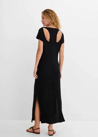 Robe fluide en jersey viscose, Couleur: noir