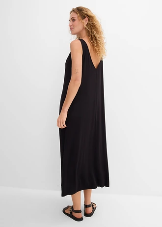 Jersey jurk met zachte viscose, Kleur: zwart