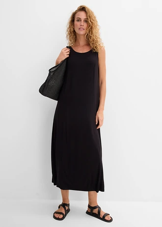 Jersey jurk met zachte viscose, Kleur: zwart