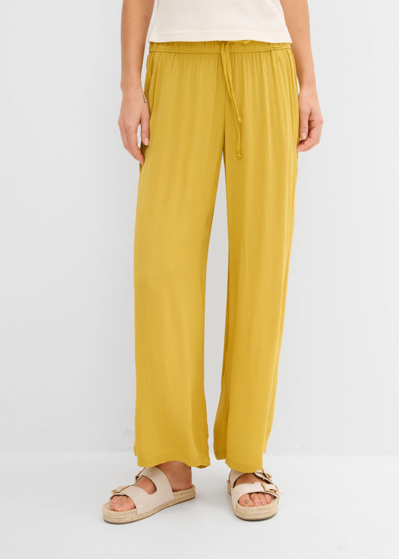 Wijde broek van soepele viscose • donkergeel • bonprix online shop
