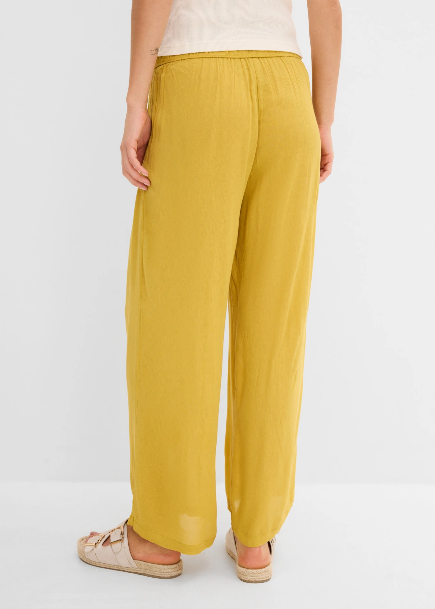 Wijde broek van soepele viscose • donkergeel • bonprix online shop