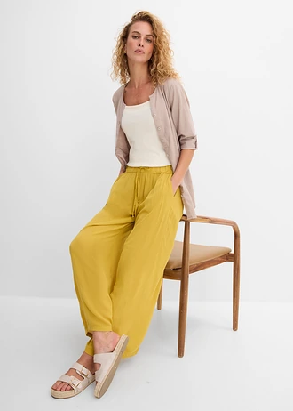 Wijde broek van soepele viscose • donkergeel • bonprix online shop