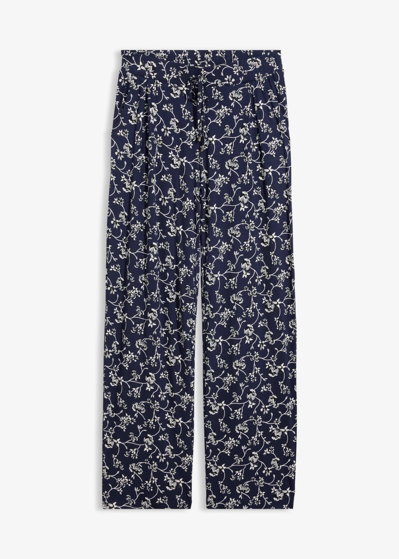 Pantalon palazzo en viscose extensible • bleu foncé floral • Boutique bonprix