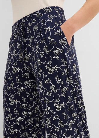 Palazzo broek in een viscosemix • donkerblauw gebloemd • bonprix online shop
