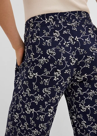 Pantalon palazzo en viscose extensible • bleu foncé floral • Boutique bonprix