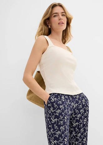 Pantalon palazzo en viscose extensible • bleu foncé floral • Boutique bonprix